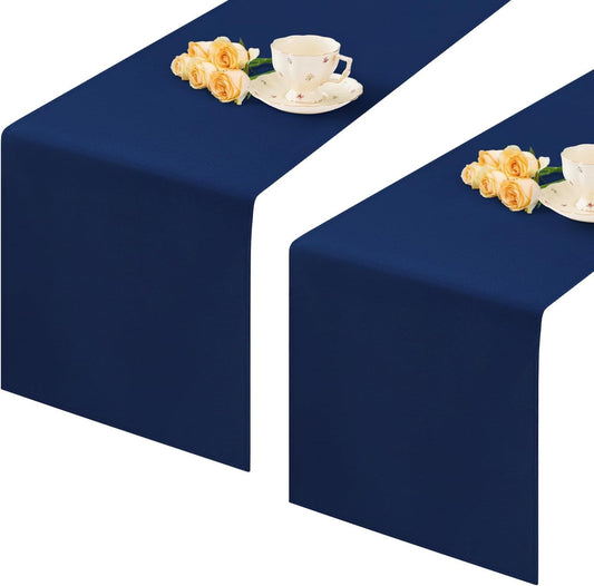 2 Pack Navy Blue Small Short Table Runner 12 x 24 Inch Solid Color Runners Coffee Table Dresser for Daily Party Home Decoration