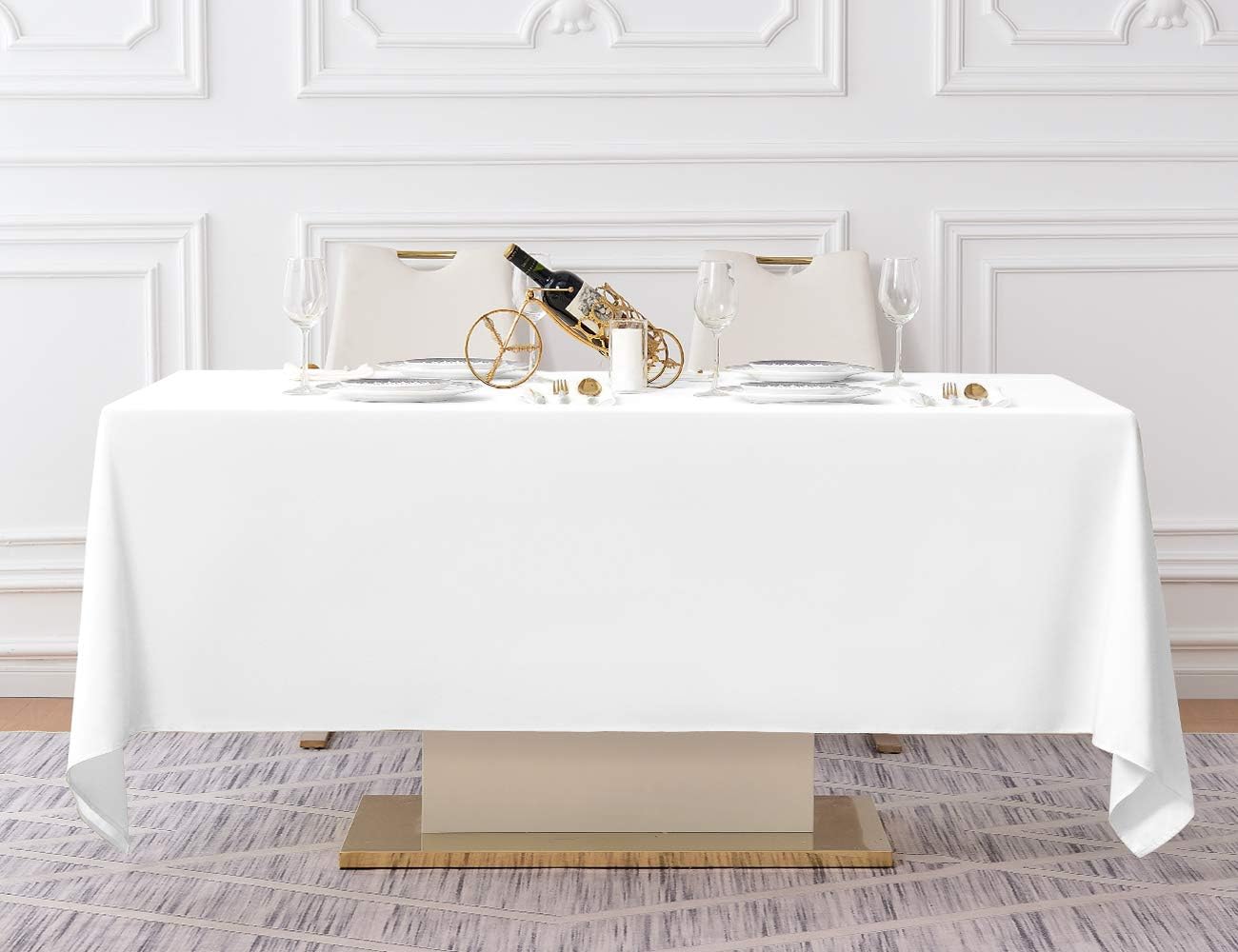 Surmente White Rectangle Tablecloth 60 x 102-inch Rectangular Polyester Table Cloth for Weddings, Banquets, or Restaurants