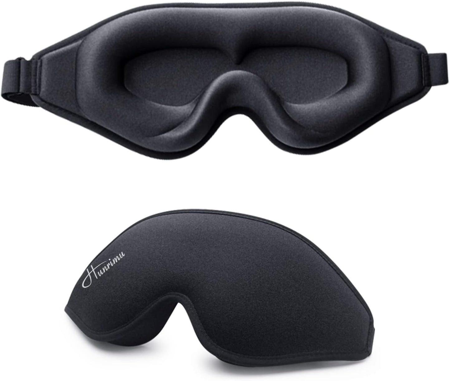 Sleep Eye Mask for Women Men, Soft and Comfortable Night Eye Mask for Sleeping, 3D Blockout Eye Cover for Travel, Blindfold with Adjustable Strap (Black)