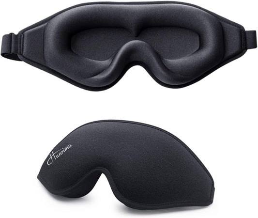 Sleep Eye Mask for Women Men, Soft and Comfortable Night Eye Mask for Sleeping, 3D Blockout Eye Cover for Travel, Blindfold with Adjustable Strap (Black)