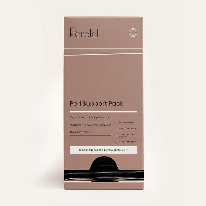 Perelel Peri Support Pack, Perimenopause Vitamins for Women, for Womens Nutrition Support & Overall Wellness, Soy & Gluten Free, Non GMO, 30 Daily Pill Packs