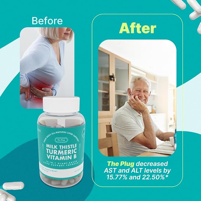 The Plug Liver Cleanse Detox & Repair Pills Milk Thistle Herbal Supplements 60 Capsules Plant Based Minerals Turmeric Vitamin B Dandelion Root for Healthy Digestive Immune Support (30 Servings)