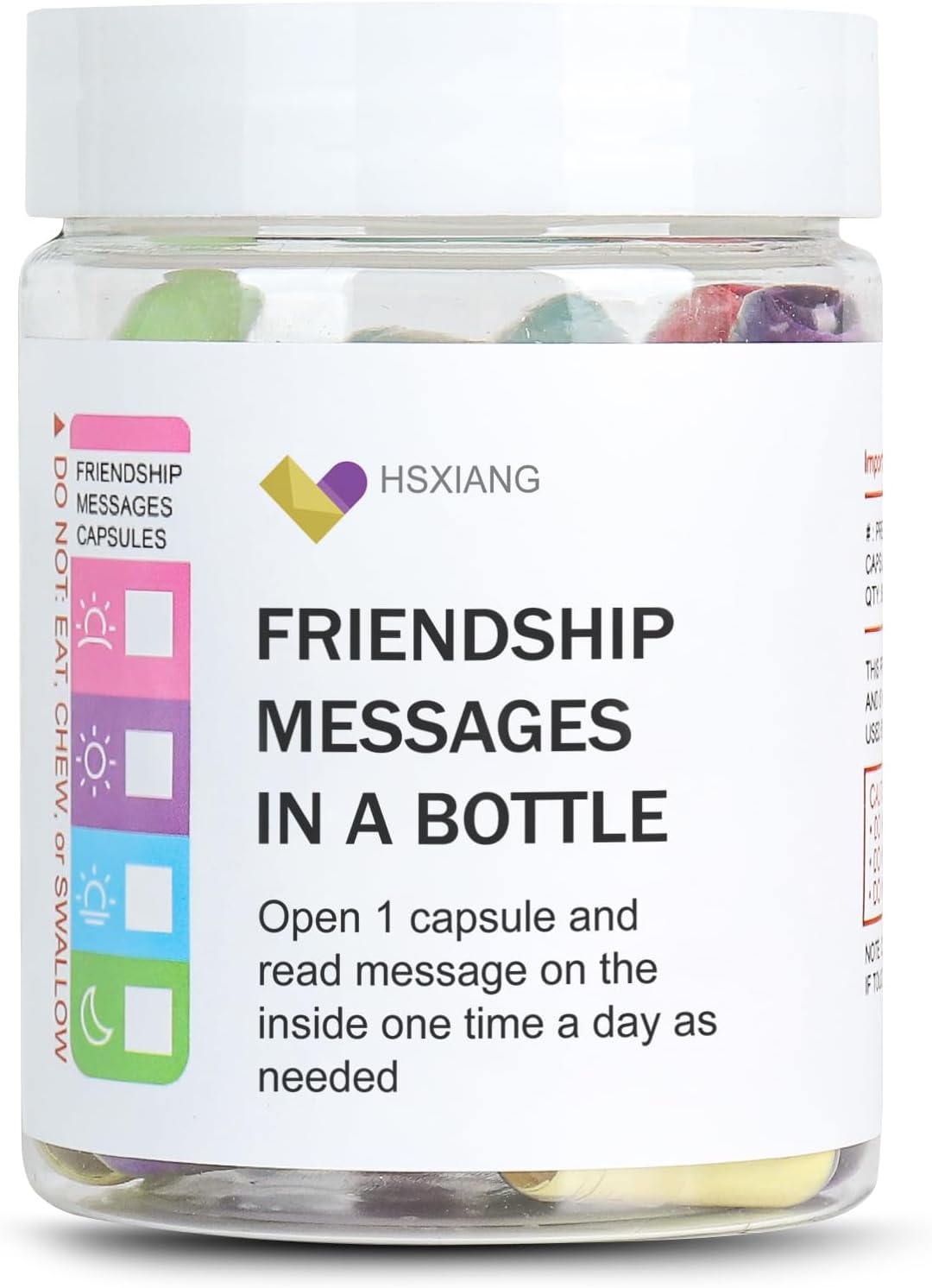 Friendship Messages in a Bottle（5oz）,Friendship Gifts for Your Bestfriend,Women,BFF, Sister, 50PCS Pre-Written Capsule Letters Gifts for Valentine’s Day,Birthday,Thanksgiving, Chrismas Day.