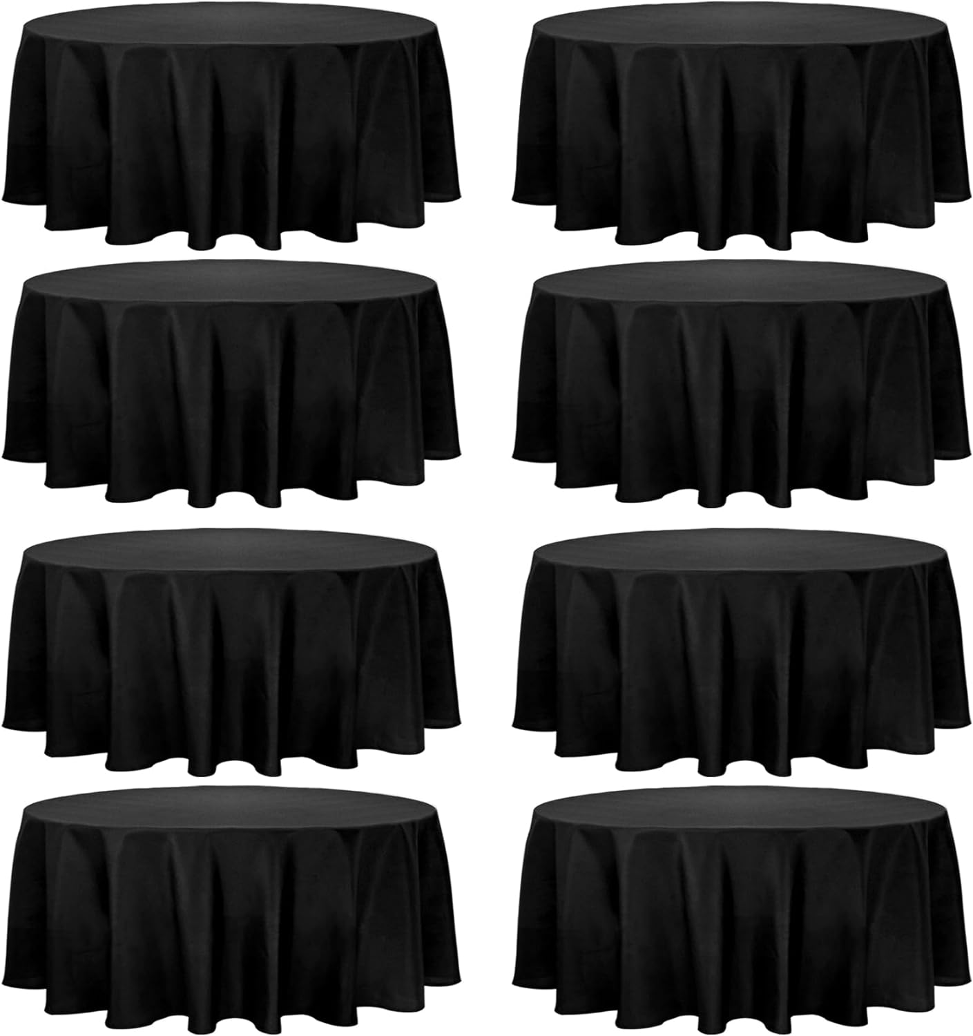 Fivenl 8 Pack Round Tablecloth 90 Inch Round Table Covers Bulk Washable Polyester Fabric Round Table Clothes for Wedding Party Reception Banquet Buffet Restaurant (Black, 90 Inch)