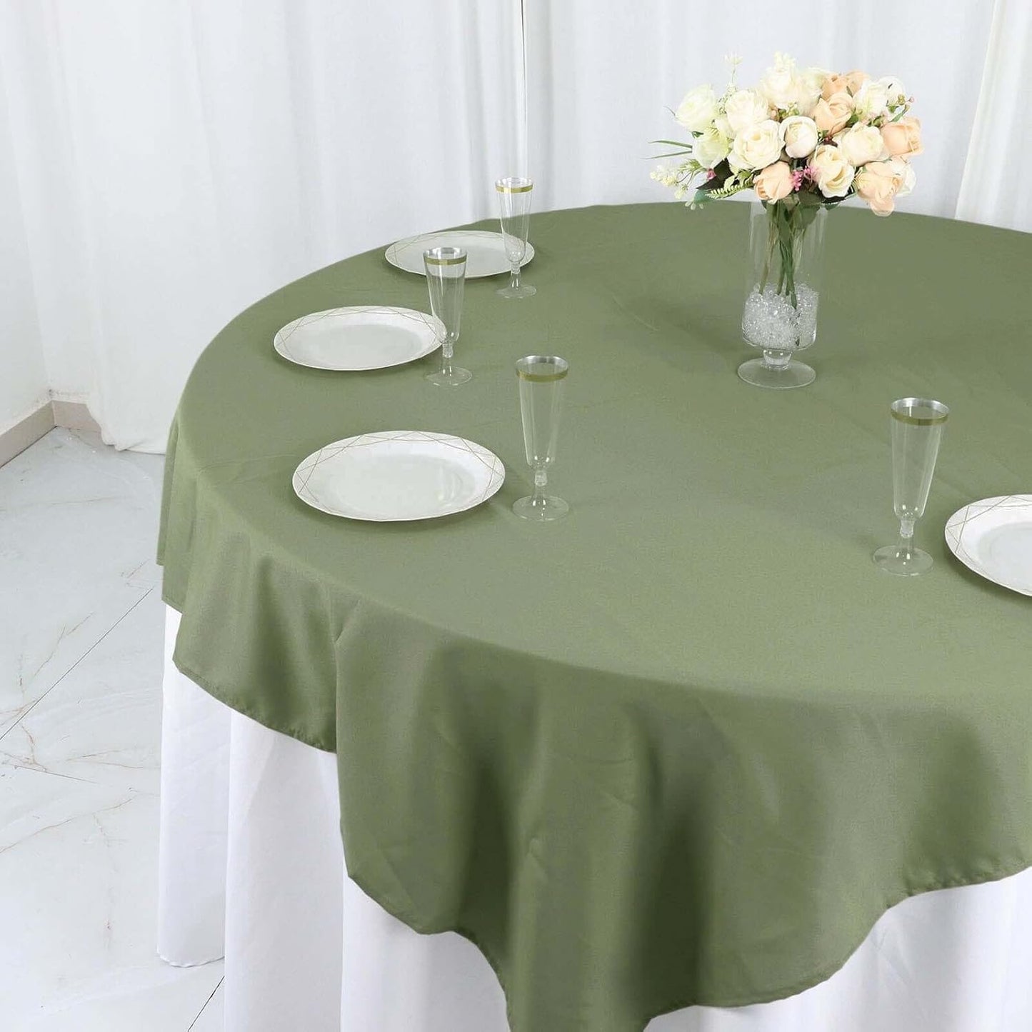 Efavormart 70" Square Linens Eucalyptus Sage Green Wholesale Linens Polyester Square Linen Tablecloth for Wedding Banquet Party Restaurant
