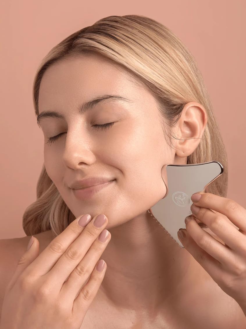 Mount Lai The Vitality Qi Stainless Steel Gua Sha Contour Tool - Face & Body Guasha Tools for Self-Care, Sculpting, Puffiness Relief & Muscle Tension Massage