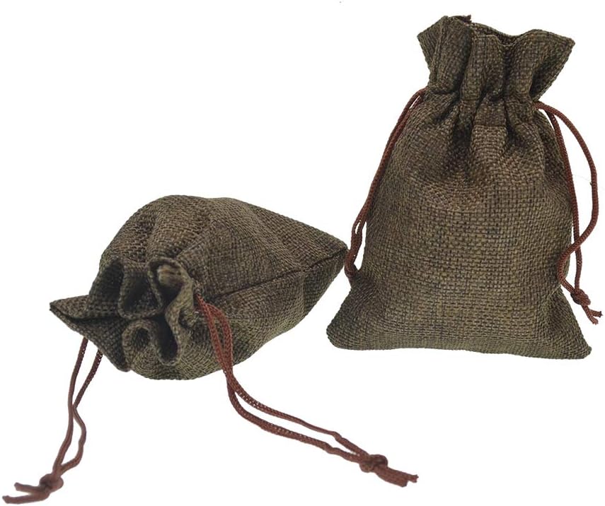 20Pcs Burlap Bags with Drawstring, Burlap Gift Bag Linen Jewelry Pouches for Christmas Wedding Favor, Party, DIY Crafts (Coffee, 5.9 x 7.5 Inch)