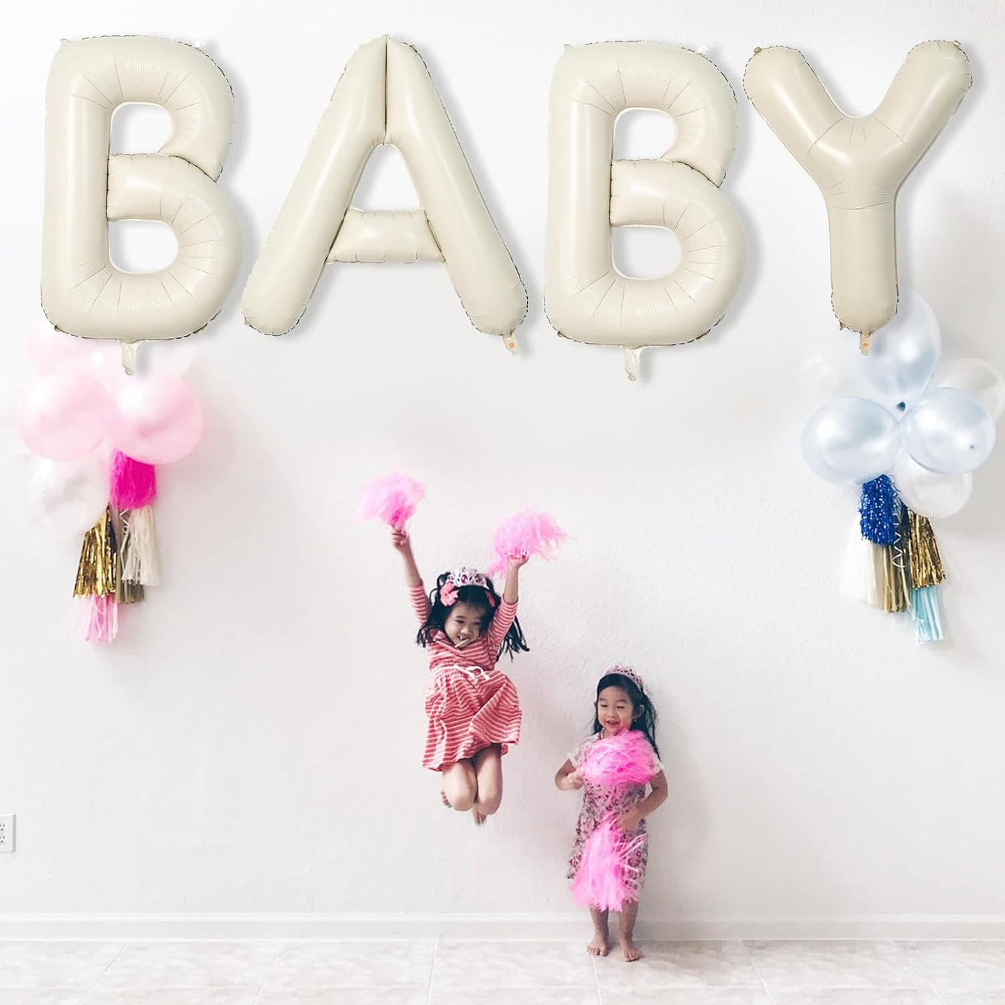 Cream Q 40 Inch Alphabet Foil Name Balloon - Large Self Inflating Letter for Girls Birthday Party, Baby Shower Decoration - White Sand Mylar Helium Custom Beige