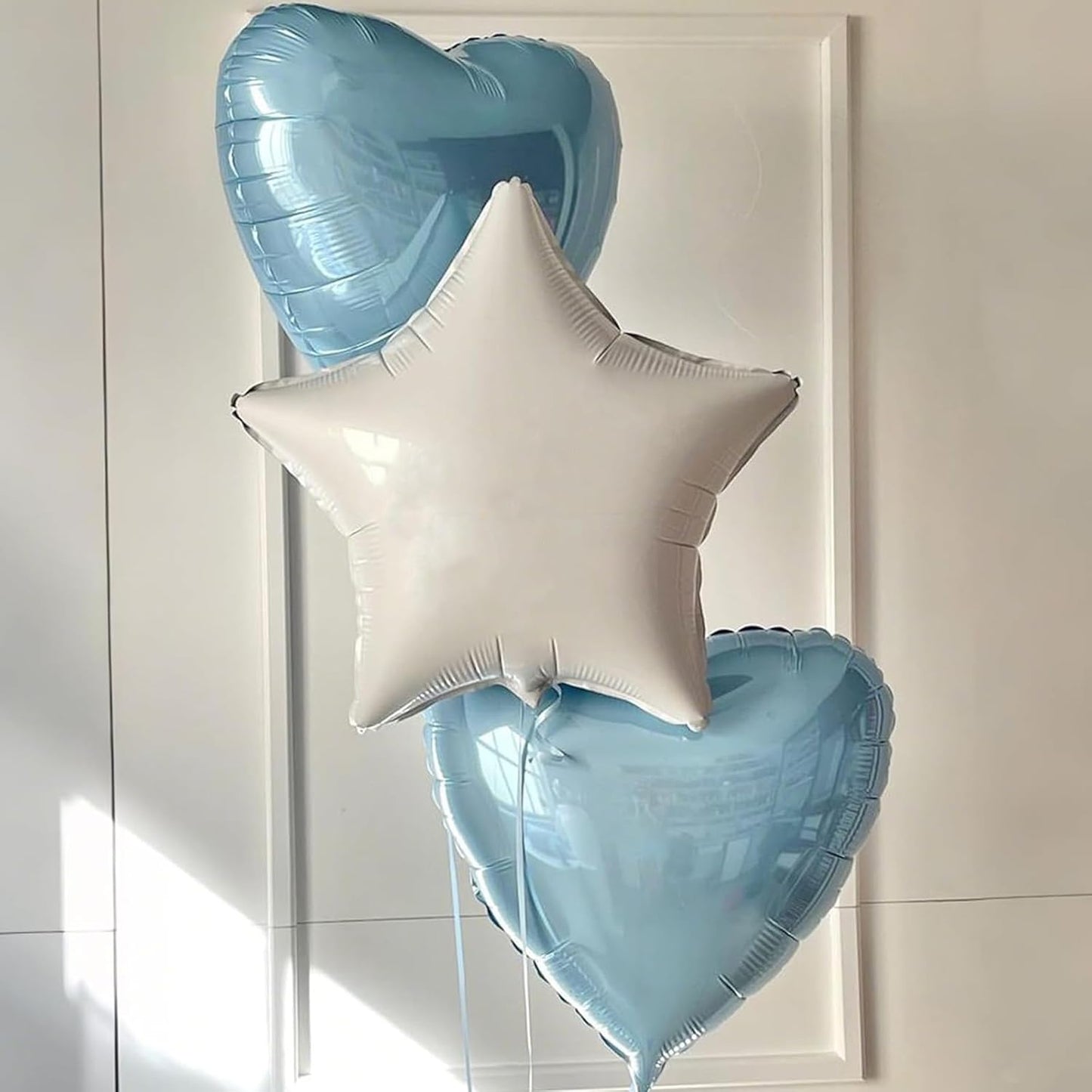 Baby Blue Heart Balloons,12Pcs 18 Inch Pastel Blue Foil Love Heart Shaped Balloons for Light Blue Birthday Party Wedding Engagement Anniversary Baby Shower Valentines Day Decorations