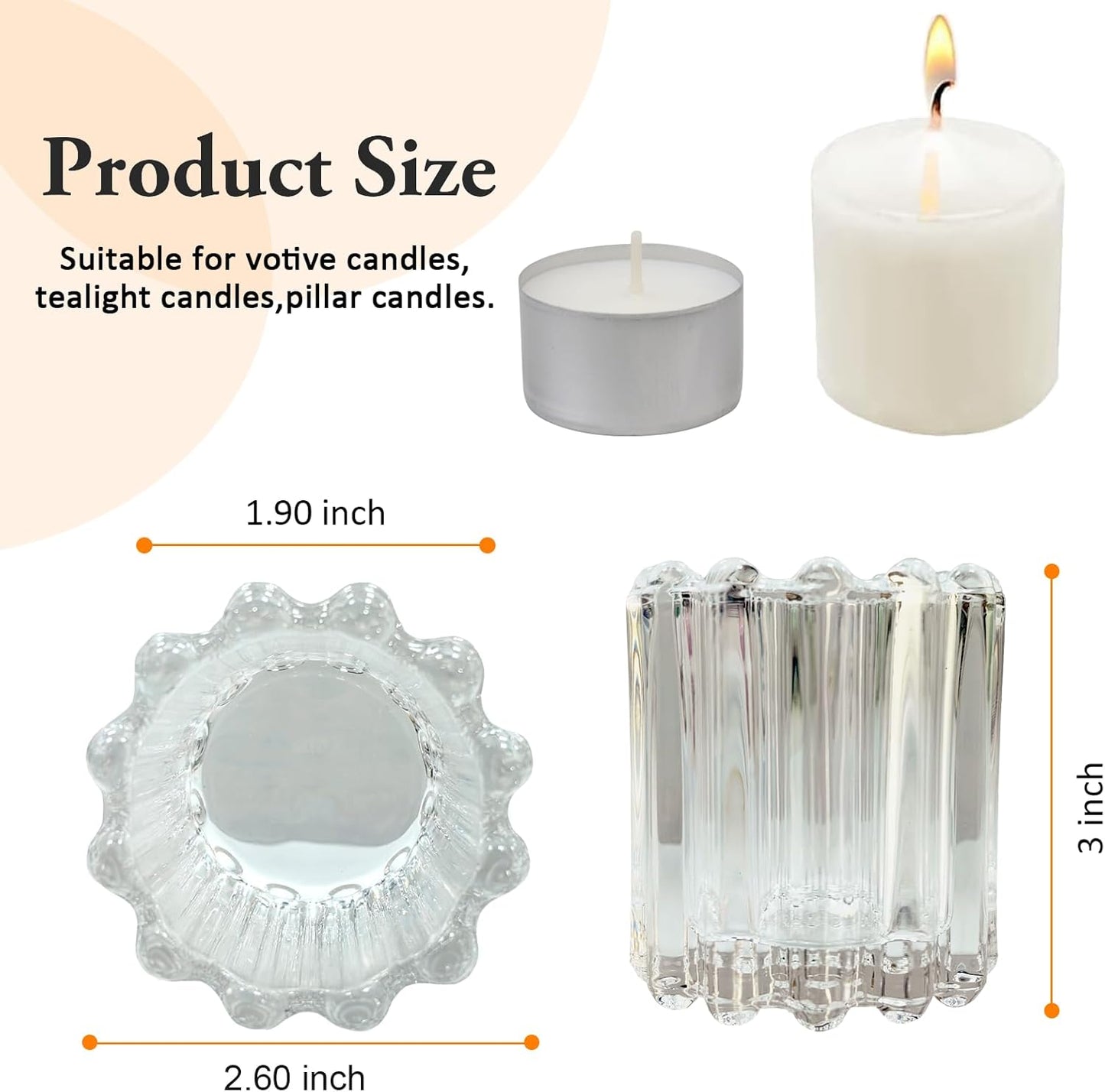 GOLDEAL 12Pcs Clear Glass Votive Candle Holders Tealight Holders Decorative, Tea Candle Holders Bulk,Candlestick for Wedding, Party,Dinner, Home Table Decor.