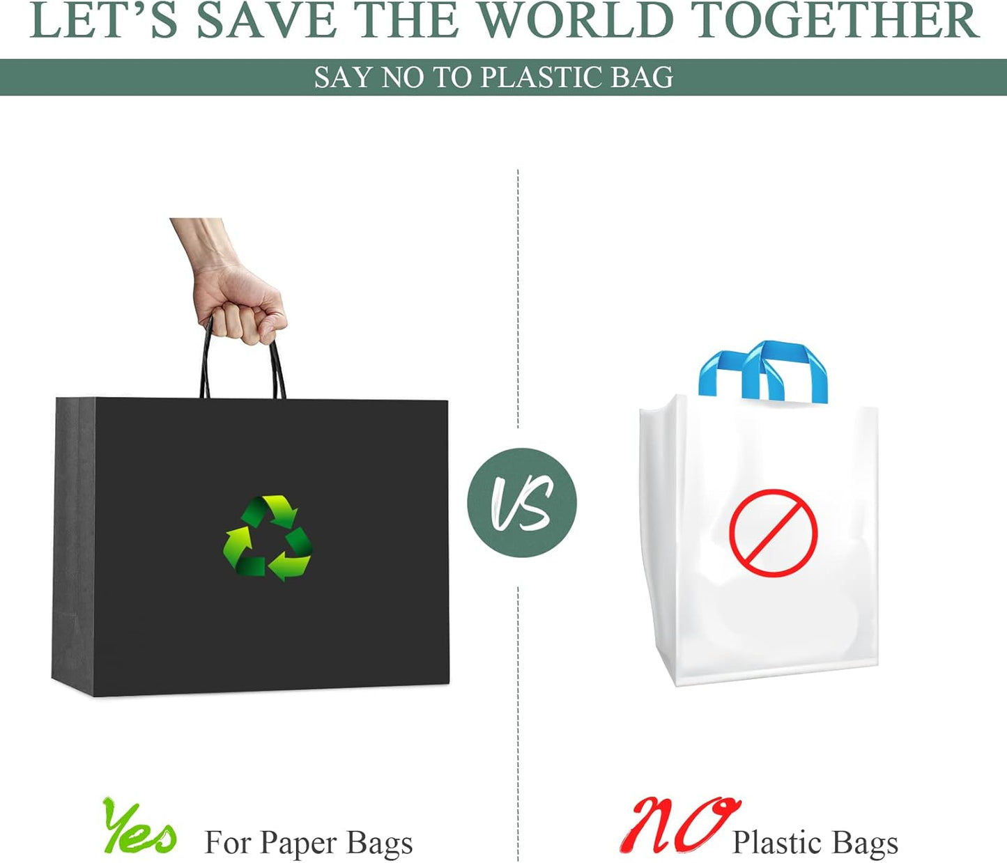 GSSUSA Large Paper Bags with Handles16x6x12 25 Pack, Gift Bag for Small Business, Paper Shopping Bag, Grocery, Food Service Take Out, Large Kraft Paper Bags, Bulk, Black