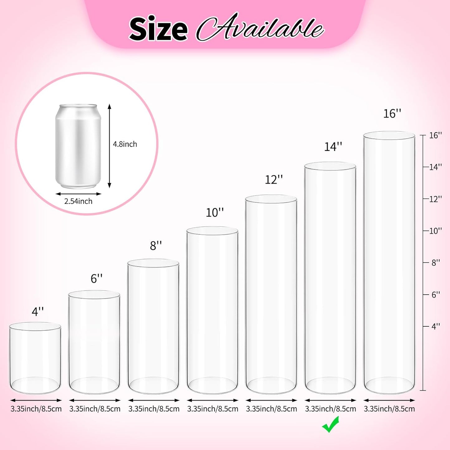 12Pack Glass Cylinder Vases for Centerpieces - 14 Inch Tall Flower Vase for Wedding Decorations, Floating Candle Holder Vase Bulk,Glass Hurricane Candle Holders for Table Shelf, Party, Home Decor
