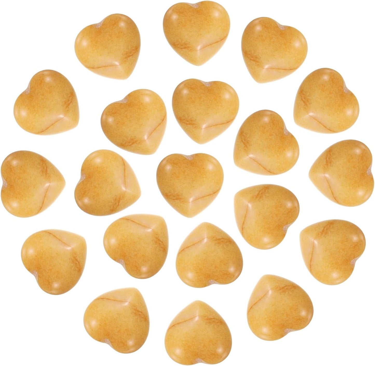 PATIKIL 20 Pcs Natural Heart Shaped Crystal Stone, 0.6 Inch Mini Polished Love Gemstone Crystal, Pocket Rock Engraved Worry Stones for Women Gifts Meditation, Yellow