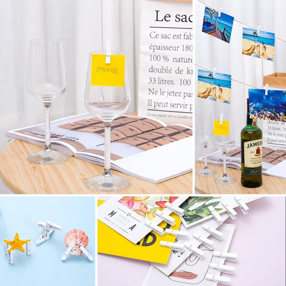 Clothes Pins, 130 Pcs Wooden Clothes Pin, 1.4 Inch White Clothespins, Mini Clothes Pins for Photo, Baby Shower, Party, Crafts DIY Project