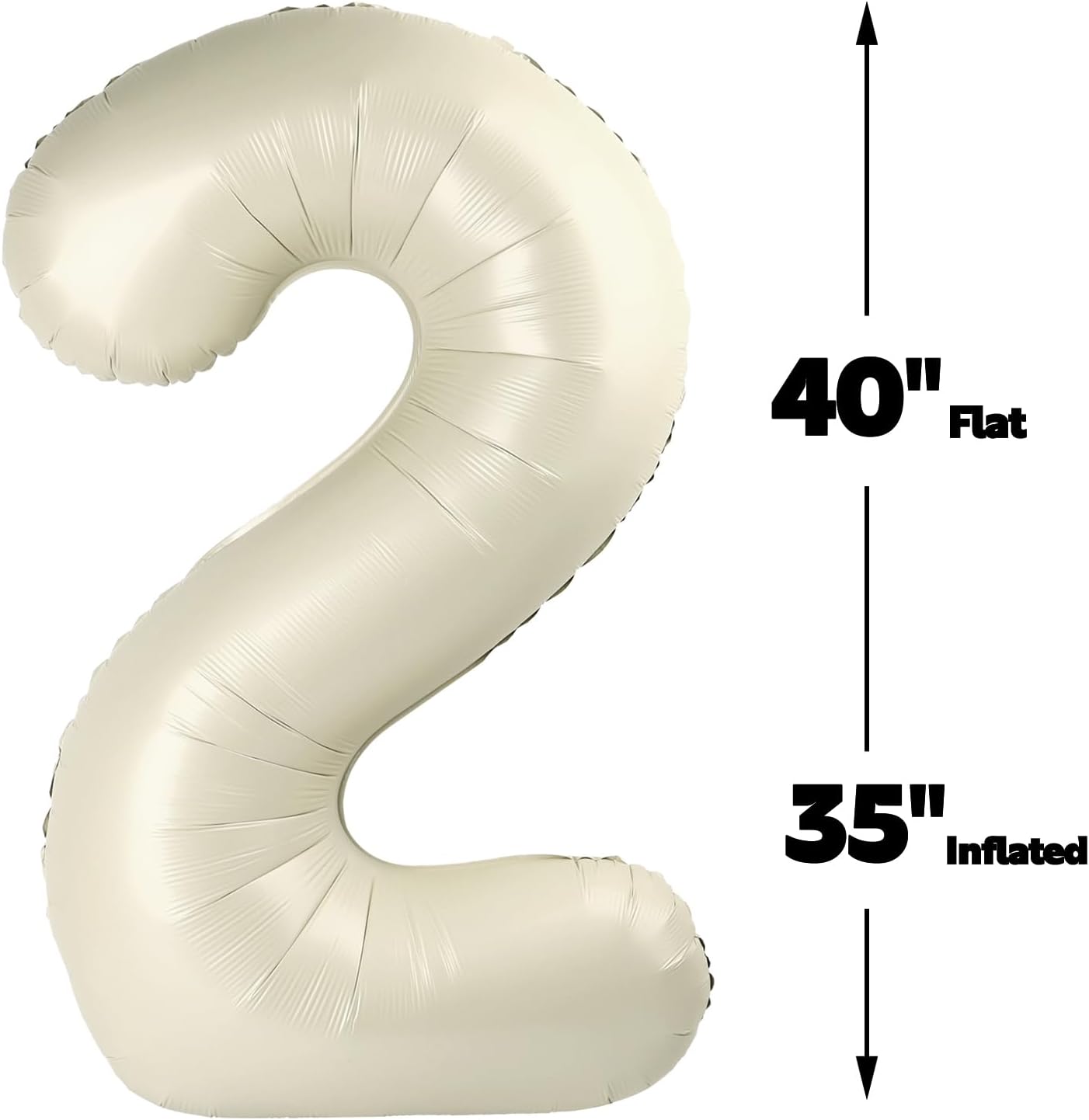 40 Inch Big Cream White Number 2 Balloon Birthday Decoration, Number 2 Helium Balloon 12 20 22 23 24 26 28 32 42 Celebration, Boy Girl Baby Anniversary Party Graduations Supplies Decorations