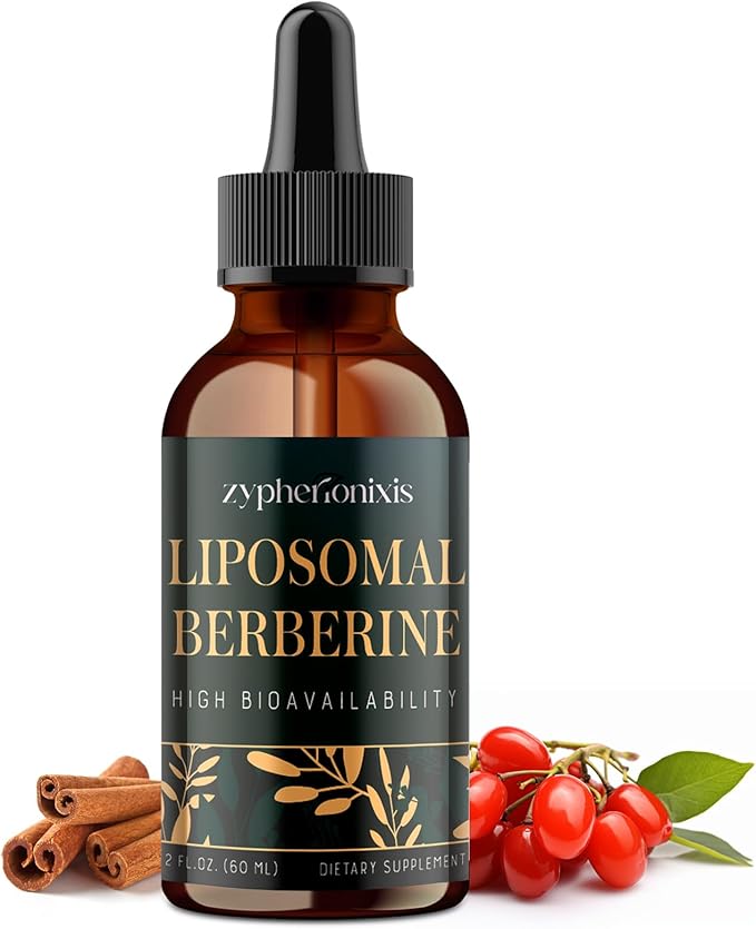 Liposomal Berberine HCL Supplement Liquid 3000mg - High Absorption Berberine Drops with Ceylon Cinnamon - 12-in-1 Formula AMPK Activator, Sugar Free - 2 fl oz