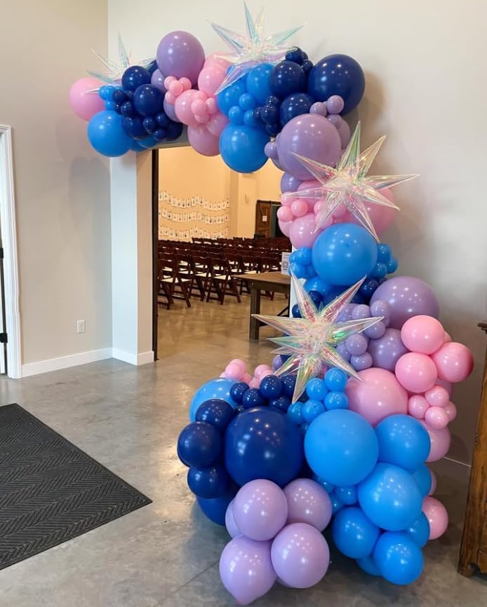 3pcs 26inch 3D iridescent Laser transparency(colorful) Explosion Star foil balloon, iridescent transparency Foil Cone Star burst Balloons for Birthday Wedding New Year Party Event