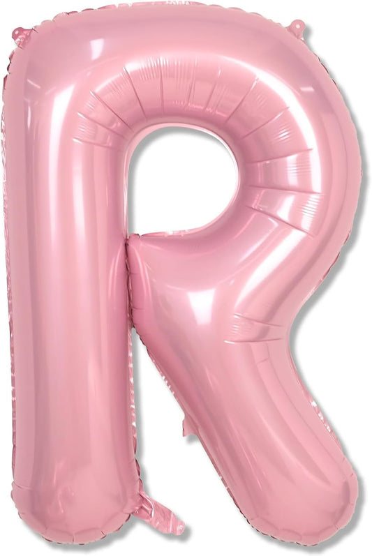 Big Letter Balloon - 40" Pastel Pink Mylar Helium Alphabet Customize Name Balloon, Self Inflating Baby Pink Foil R Custom Letter Balloon for Girl Women Birthday Party Baby Shower Decoration