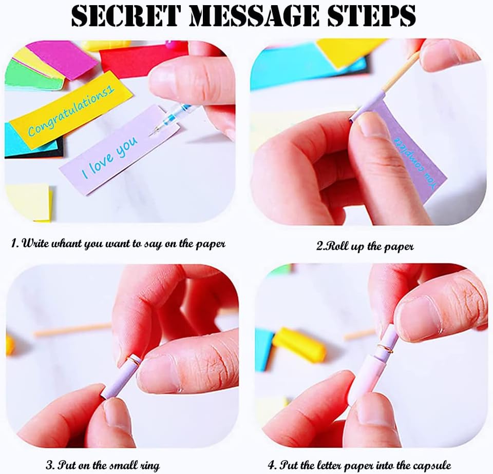 Capsule Message in A Bottle, 50pcs Love Pills Letters Long Distance Relationship Gifts for Couple, Girlfriend, Boyfriend Him Her, Birthday Anniversary Christmas Gift