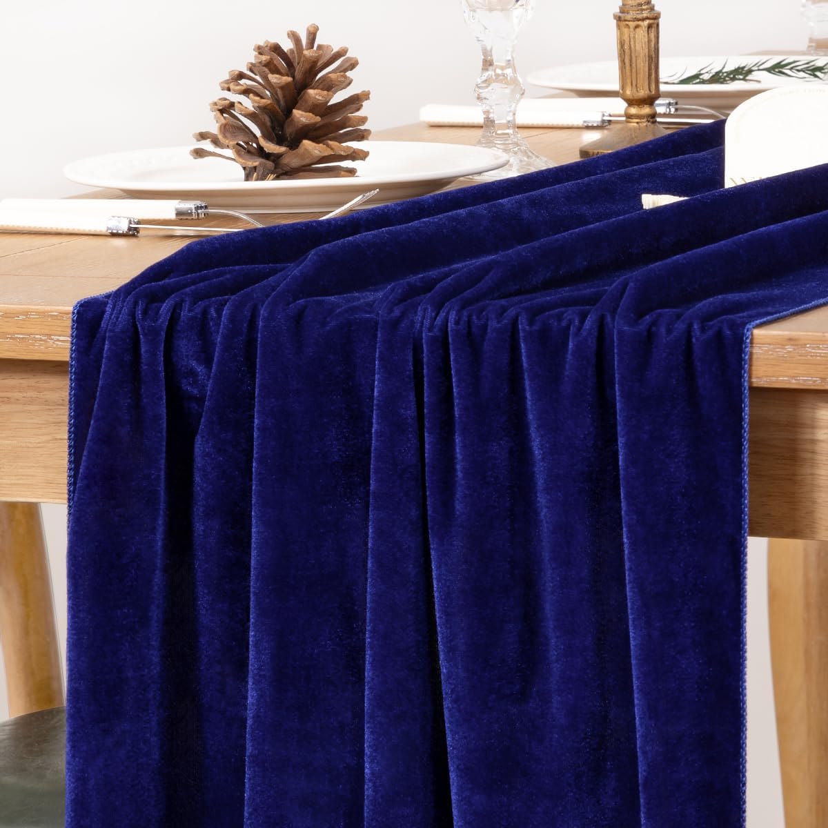 MLMC Royal Blue Velvet Table Runner 10ft Glossy Luxury Velvet Fall Table Runner 20x120 Inches Wedding Runner for Fall Bridal Shower Birthday Party Decor