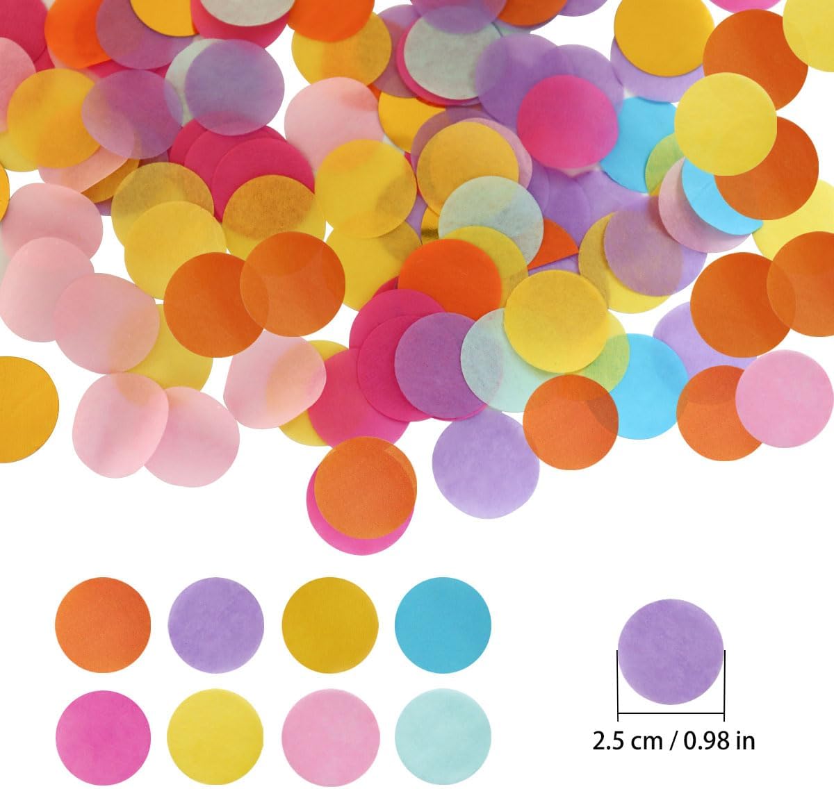 10000 Pieces 1 Inch Round Tissue Paper Confetti, 3.5 oz Multicolor Round Tissue Confetti, for Weddings, Anniversaries, Arts Craft DIY Scrapbooking
