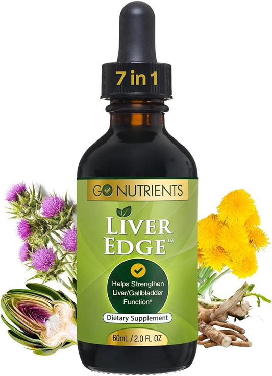 Go Nutrients Liver Edge – Milk Thistle Supplement for Liver Cleanse, Detox & Repair with Artichoke Extract for Health & Fatty Liver Support, Organic Liquid Drops & Tincture - 2 oz, 48 Servings