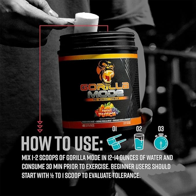 Gorilla Mind Pre Workout - Massive Pumps Laser Focus Energy Power - L-Citrulline, Creatine, L-Tyrosine, Betaine, Hydroprime, Alpha-GPC, 400mg Caffeine, Huperzine A - 784g (Pink Lemonade)