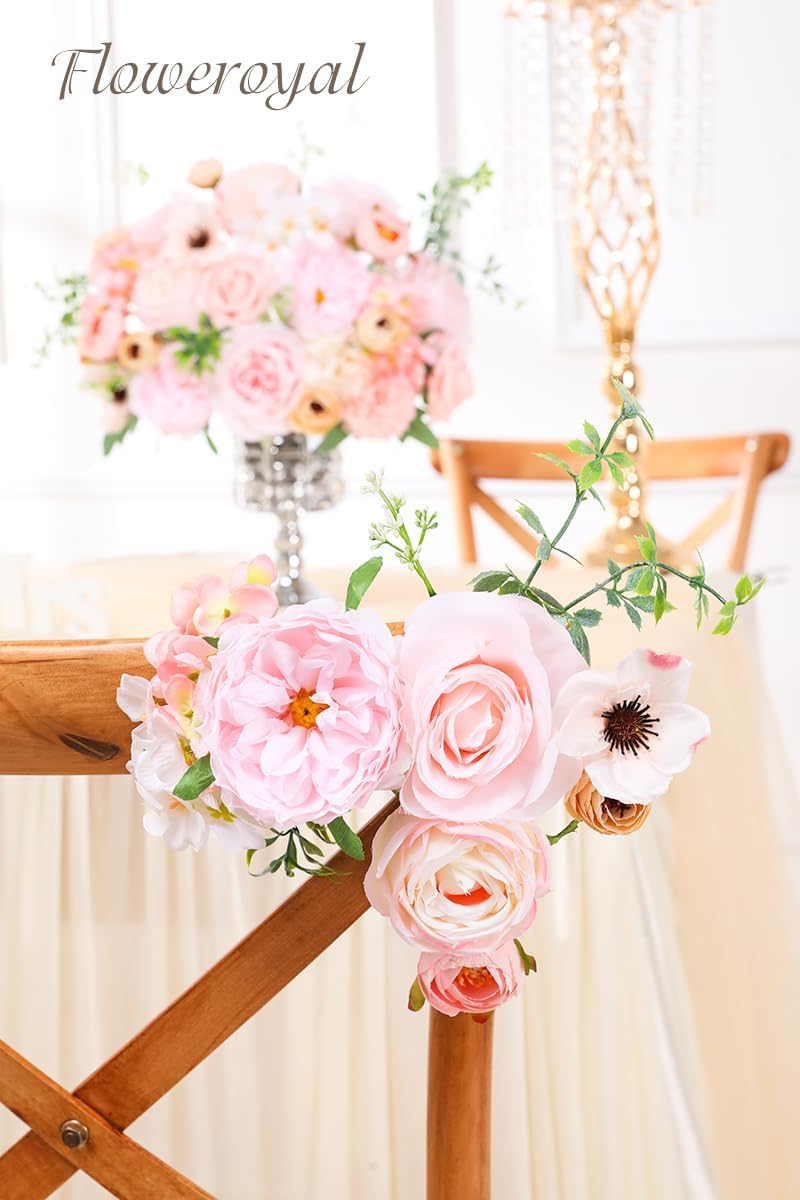 Floweroyal Artificial Flowers Combo Pink Flowers Mix Silk Flowers Roses Peonies with Stems for DIY Wedding Bridal Bouquets, Baby Shower, Floral Arrangement, Table Centerpieces, Home Decorations.