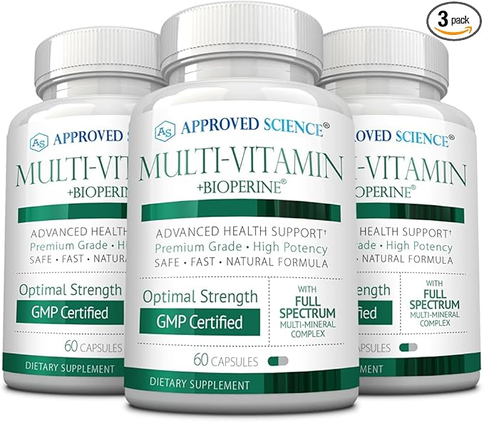 Approved Science Multi-Vitamin - with Full-Spectrum B-Vitamins, Green Tea, Lutein, Lycopene, Zeaxanthin, BioPerine - 180 Capsules - 3 Month Supply