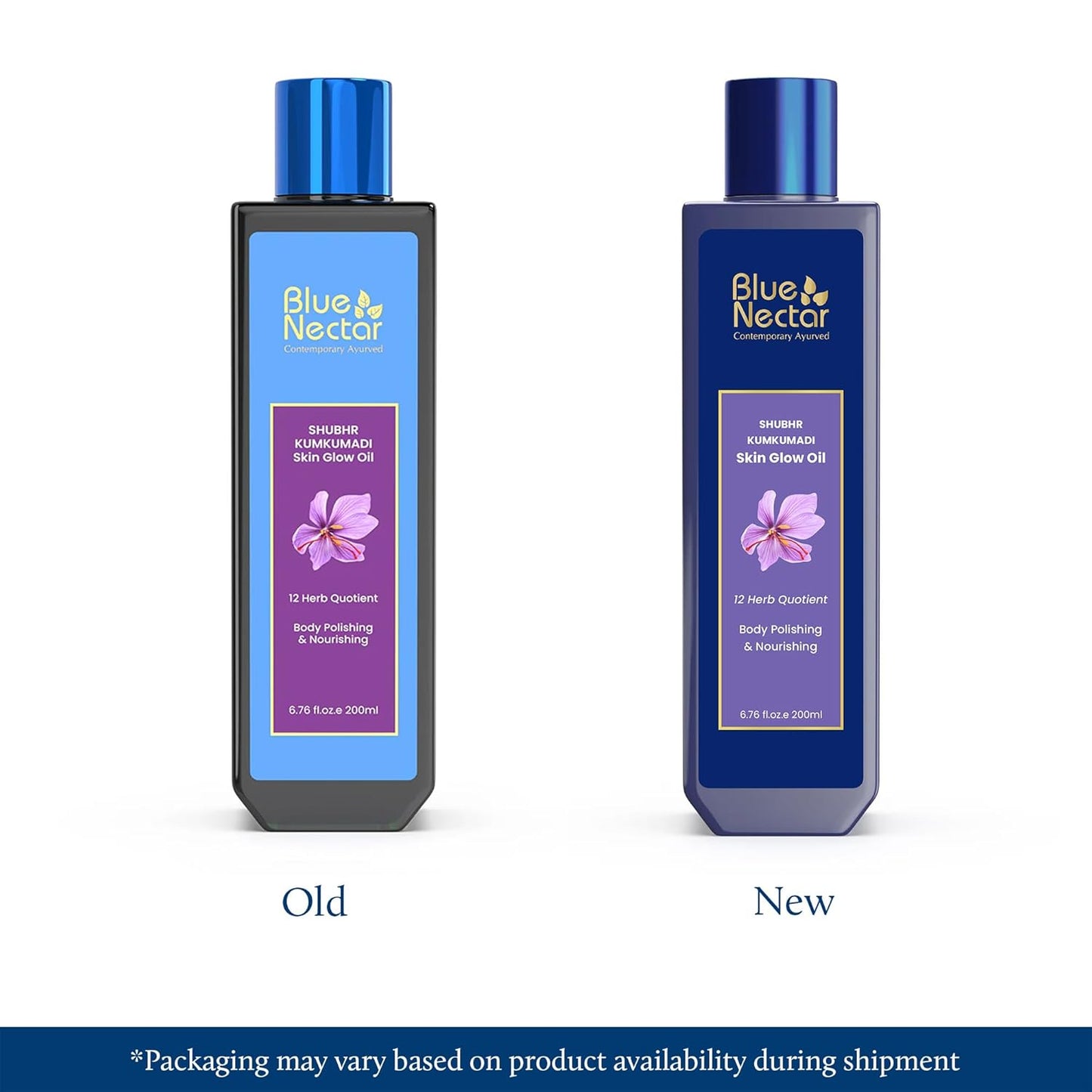 Blue Nectar Kumkumadi Body Oil for Glowing Skin | Moisturizing Body Oil for Dry Skin with Relaxing Aroma | Plant Based Body Oil for Women & Men (12 Herbs, 6.76 fl oz)