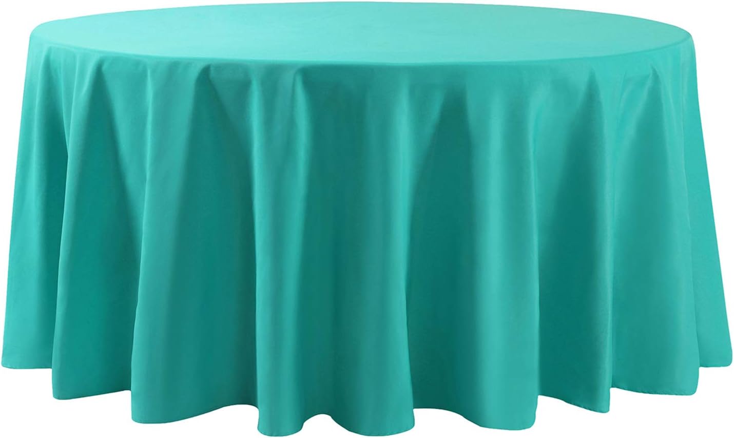 120 inch Round Tablecloth Washable Polyester Table Cloth Decorative Table Cover for Wedding Party Dining Banquet（120 inch,Turquoise）