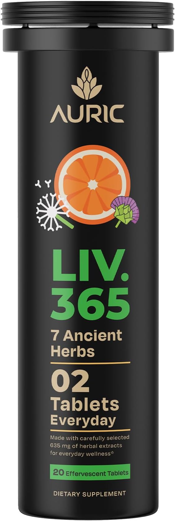 Auric Herbal Liver Support Supplement | Milk Thistle (Silymarin), Turmeric, Garlic, Ginger for Liver Health | Advanced Detox & Cleansing Formula for active Liver | 20 Tablets | Plant Based Gluten-Free