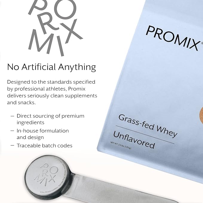 ProMix Nutrition Whey Protein Powder, Unflavored - Grass-Fed - ­Post Workout Fitness & Nutrition Shakes, Smoothies, Baking & Cooking Recipes - Gluten-Free & Keto-Friendly - 2.5 Pound (Pack of 1)