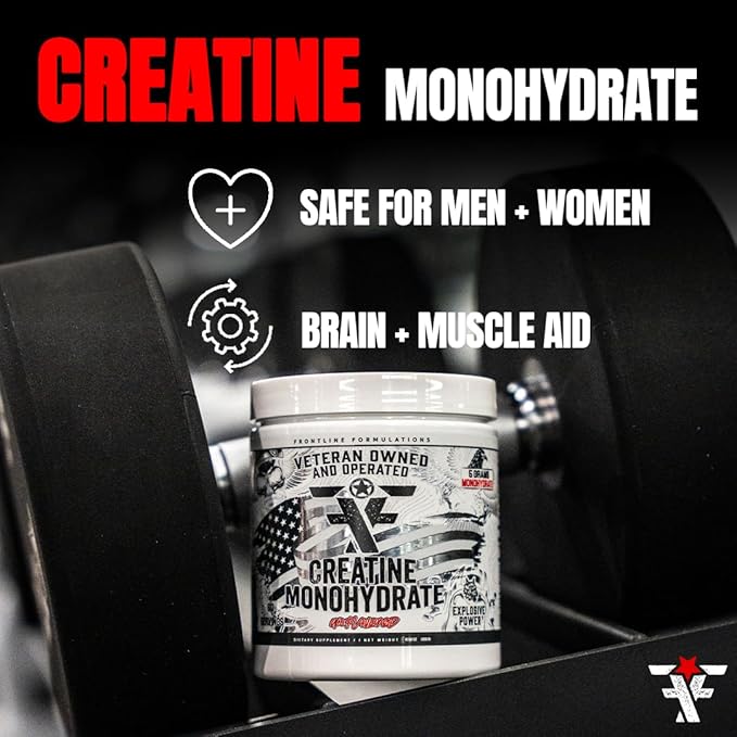 Creatine Monohydrate, Promotes Lean Muscle Growth, Unflavored, Aids Muscle Recovery, Post-Workout Supplement, Veteren Owned and Operated (60 Servings, Creatine Monohydrate)