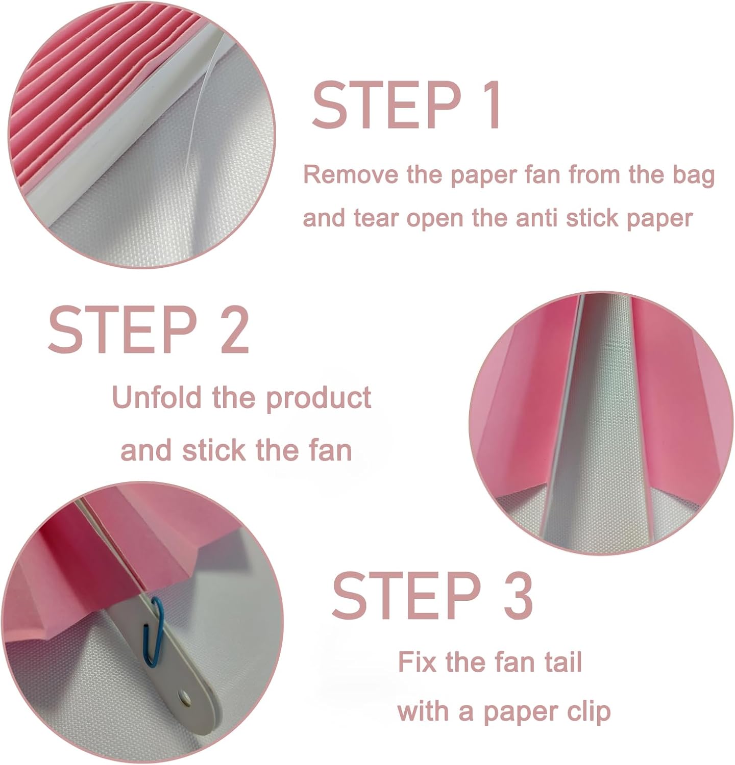 Pink Party Decorations,Pink Paper Decorations for Party,Baby Shower Decorations Party Paper Fans Bulk 8in,Schoolgirl Style Classroom Decor for Party 30 Color DIY Set （Pink）