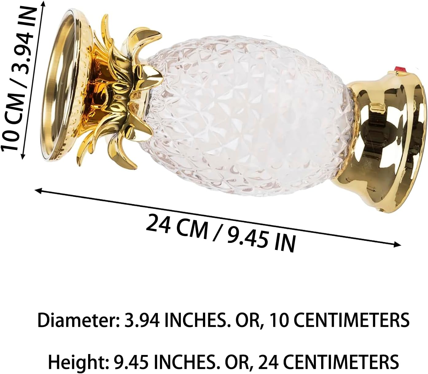 YAKii 9.5" Pineapple LED Color Changing Shine Lamp,Swirling Water Waves Lamp Kid Safe Battery/USB Cable Operated,Table Lamp Candle Holder Table Decoration Gold