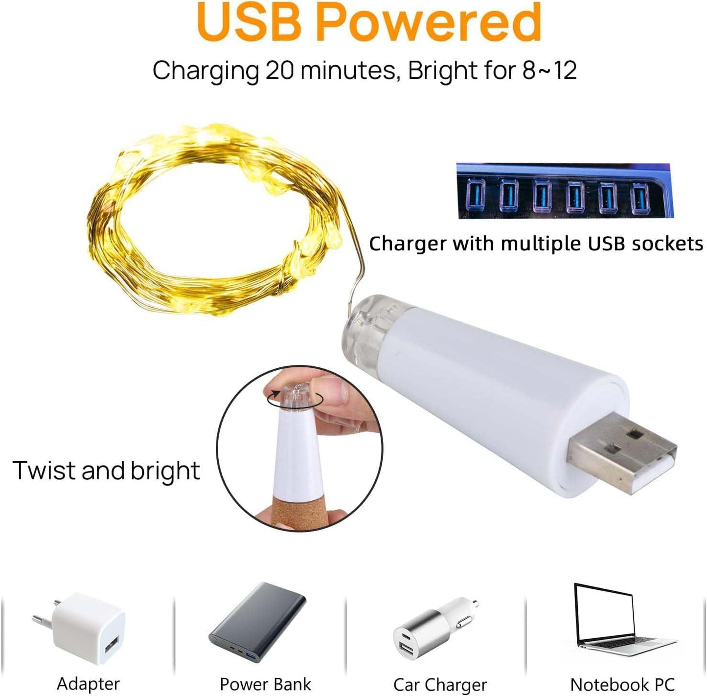 Wine Bottle Lights with Cork Switch for Liquor Bottles 4 Pack Rechargeable Battery Operated 20 Led Bottle Stopper Warm String Fairy Lights Indoor Christmas Wedding Halloween Decorations