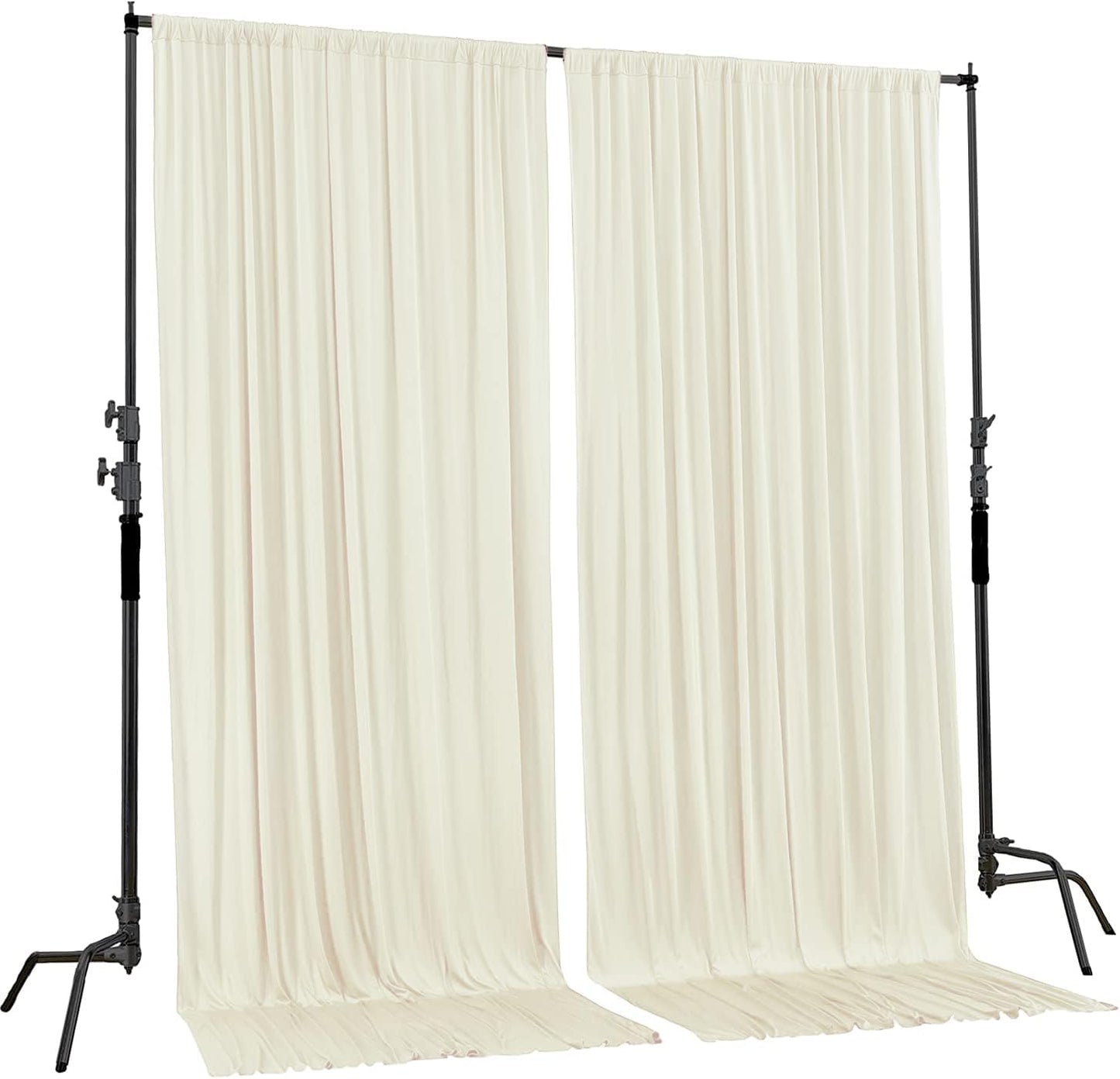AK TRADING CO. 10 feet Wide x 12 feet Long IFR Polyester Backdrop Drapes Curtains Panels with Rod Pockets - Wedding Ceremony Party Home Window Decorations - (Ivory)