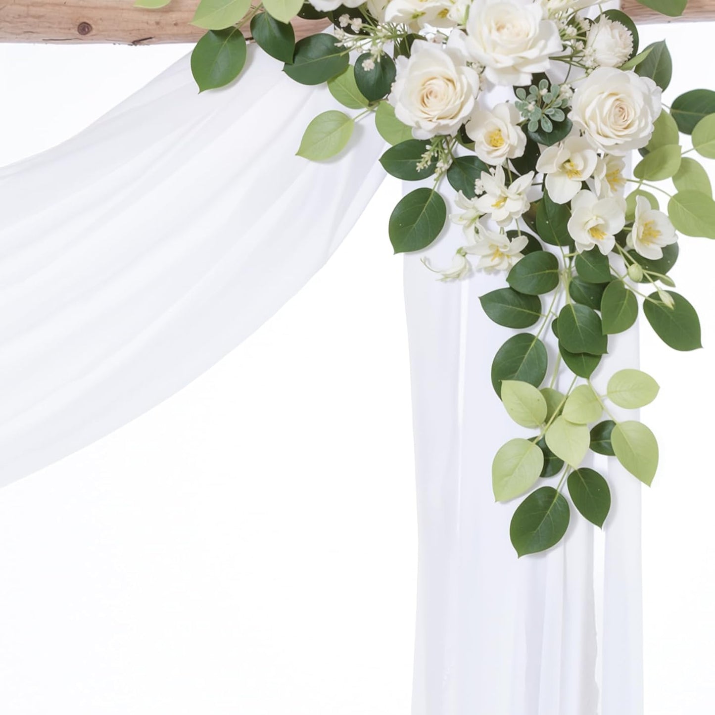 PARTISKY Wedding Arch Draping Fabric,1 Panel 18FT White Drapes Chiffon Fabric Drapery Decorations for Ceremony Reception Party Ceiling Backdrop