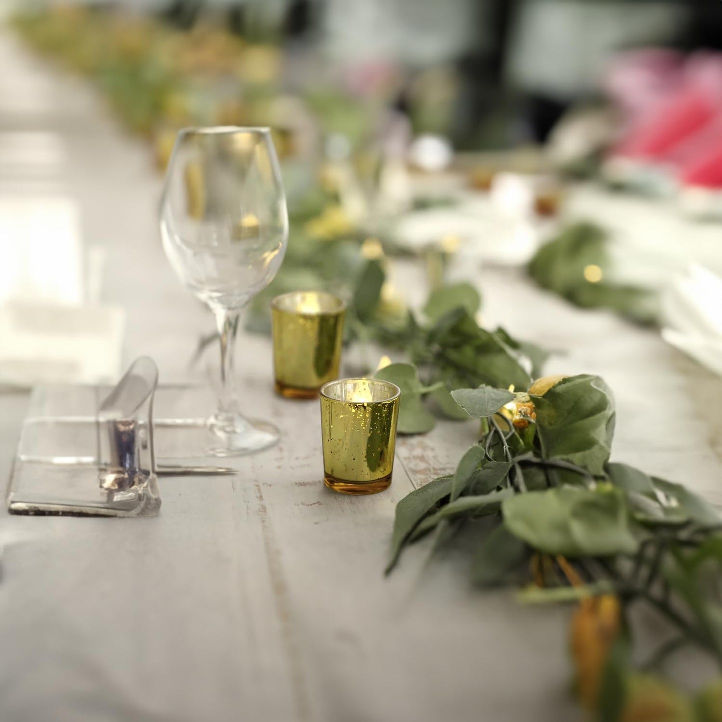 WGV Gold Speckled Tea Light Votive Candle Holder 2.2x2.75, Small Tiny Utility Cylinder Mercury Glass Vase, Home Accent Decor, 1 Pc