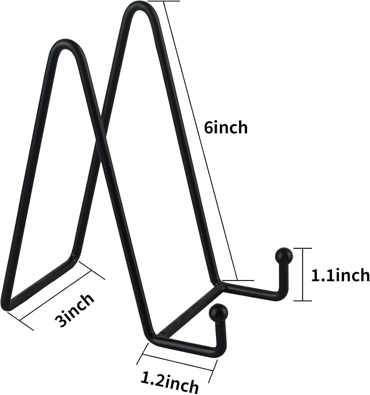 Decolore 3 Pack 6 Inch Black Metal Display Stands Plate Holder Display Stands for Picture, Decorative Plate, Book, Photo Easel, Artistic Work (3 Pack, 6 inch)