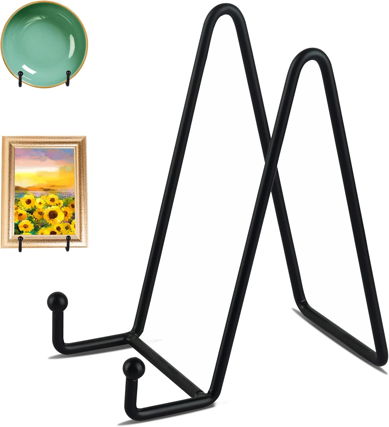 Decolore 3 Pack 6 Inch Black Metal Display Stands Plate Holder Display Stands for Picture, Decorative Plate, Book, Photo Easel, Artistic Work (3 Pack, 6 inch)