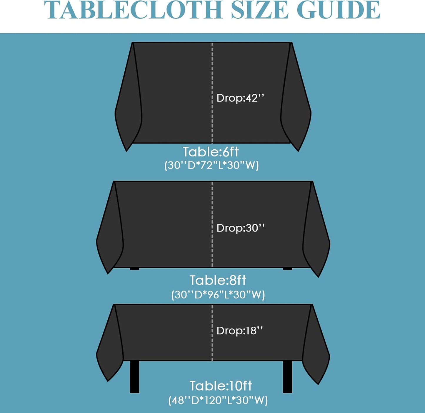 VidaFete Tablecloth 90 * 156inch Rectangle Table Cloth Polyester, Stain Wrinkle Resistant Polyester Dining Table Cover for Kitchen Dinning Party Wedding Rectangular Tabletop Buffet Decoration(Black)