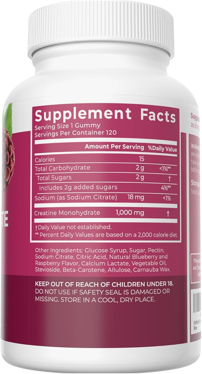 PurePremium Creatine Supplements for Men/Women - Non-GMO Creatine Monohydrate Gummies 5g for Strength, Endurance Support, Muscle Recovery - 120 Gummies