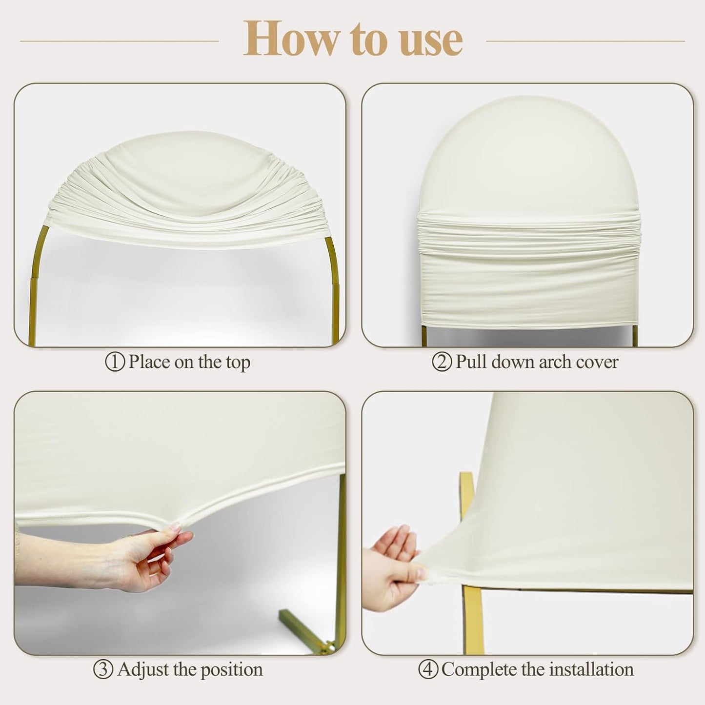 Ledido Wedding Arch Backdrop Cover 6FT 7.2FT Arch Covers 2Set Fitted Stretchy Spandex Round Top Stand Backdrop Cover for Wedding Banquet Ceremony Birthday Party Baby Shower Event Decoration,Ivory