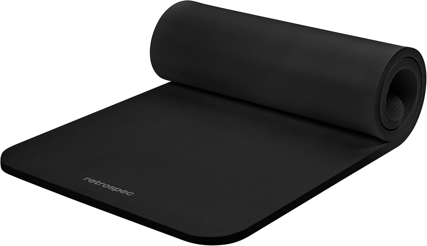 Retrospec Solana Yoga Mat 1" Thick With Nylon Strap For Men & Women - Non Slip Exercise Mat For Home Yoga, Pilates, Stretching, Floor & Fitness Workouts