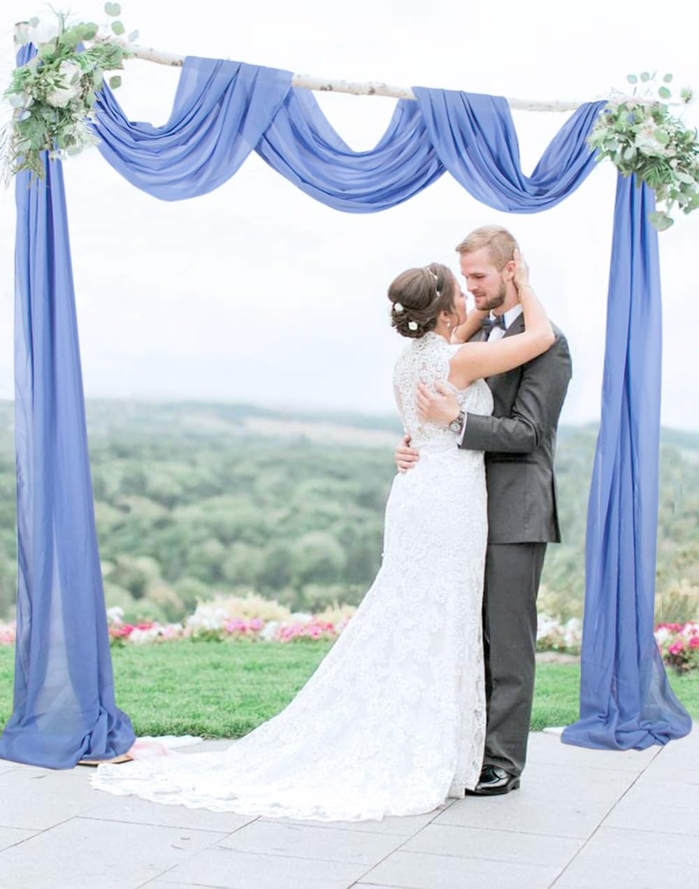 Wedding Arch Draping Fabric 20 Ft Periwinkle Color Chiffon Drapes for Weddings Chiffon Wedding Arch Drapes Fabric Ceremony Reception Swag Chiffon Fabric Drapery Party Ceiling Decoration