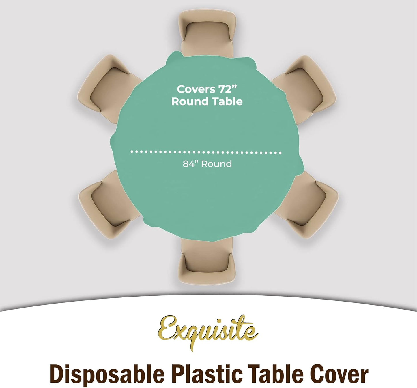 Party Solids Pack Of 12 Premium Plastic Tablecloth 84 Inch Round Table Cover - Light Mint