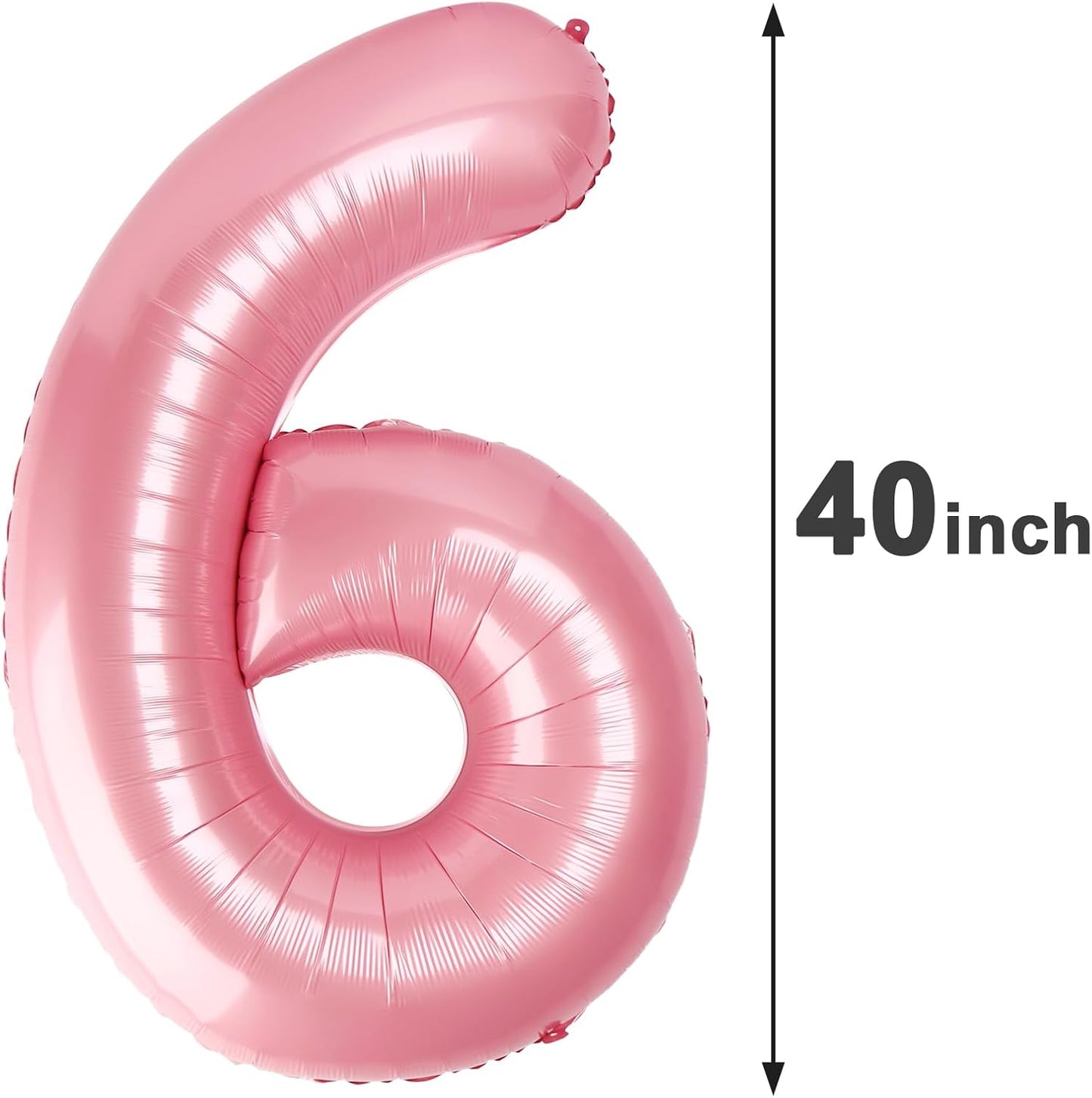 40 Inch Pearlescent Pink Mylar Foil Number 6 Birthday Balloon, Digital Balloons for 6 16 Boy Girl Party Decorations Supplies, Big Helium Balloon Numbers for 26 36 46 60 Men Women Anniversary