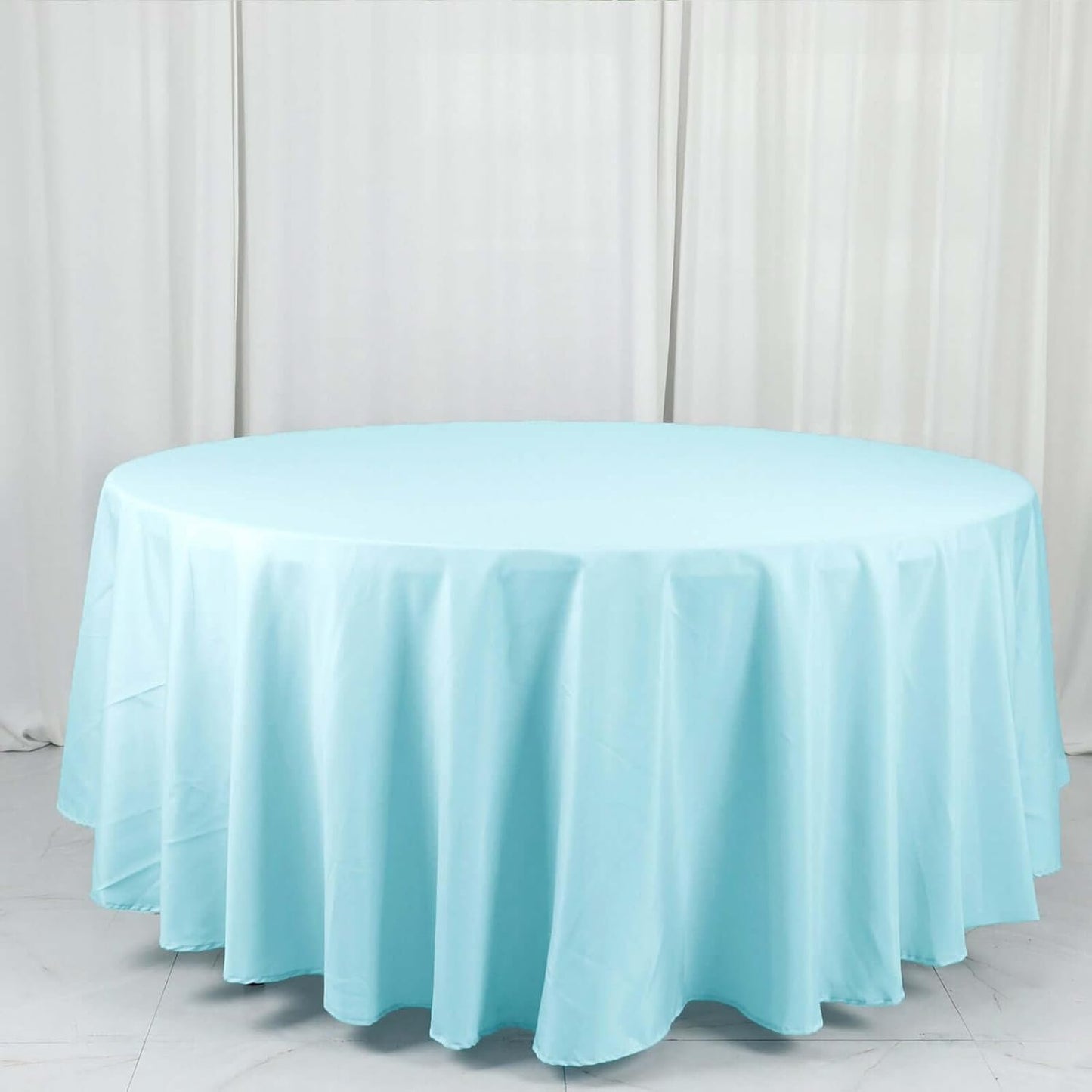 Efavormart Round Tablecloth, 108 Inch Stain & Wrinkle Resistant Washable Table Cloth, Decorative Polyester Fabric Table Cover for Banquet, Wedding, Dining- Blue